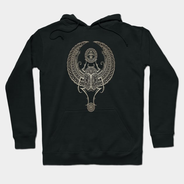 Dark Winged Egyptian Scarab Beetle with Ankh Hoodie by jeffbartels